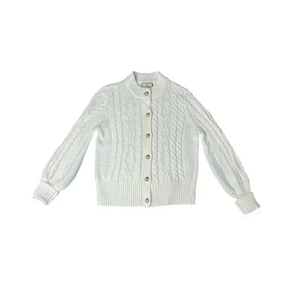 Tuckernuck Cream Cable Knit Sandstone Cotton Colette Cardigan Size SM Preppy - Picture 1 of 6